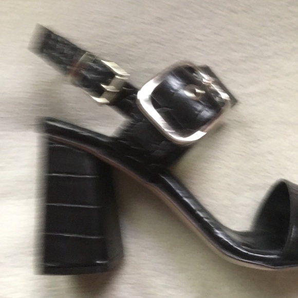 New VIVIAN black moc croc chunky heel sandals 37 6 - Picture 5 of 7